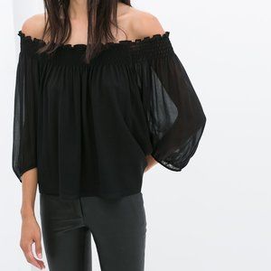 Zara Off Shoulder Black Blouse